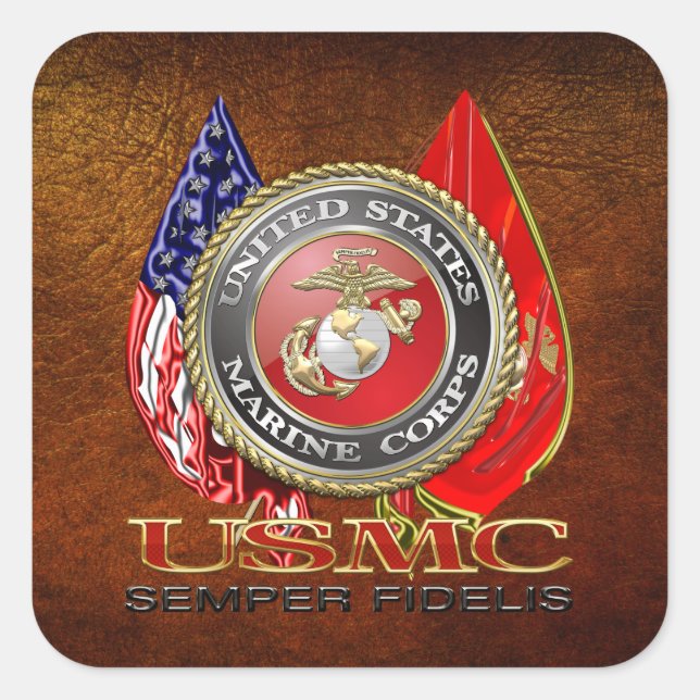 Sticker Carré USMC Semper Fi [édition spéciale] [3D] (Devant)