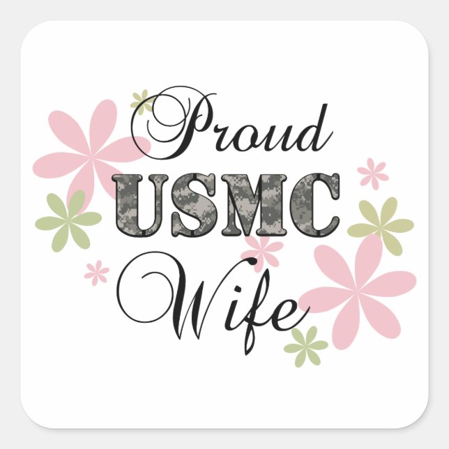 Sticker Carré USMC Wife [fl camo] (Devant)