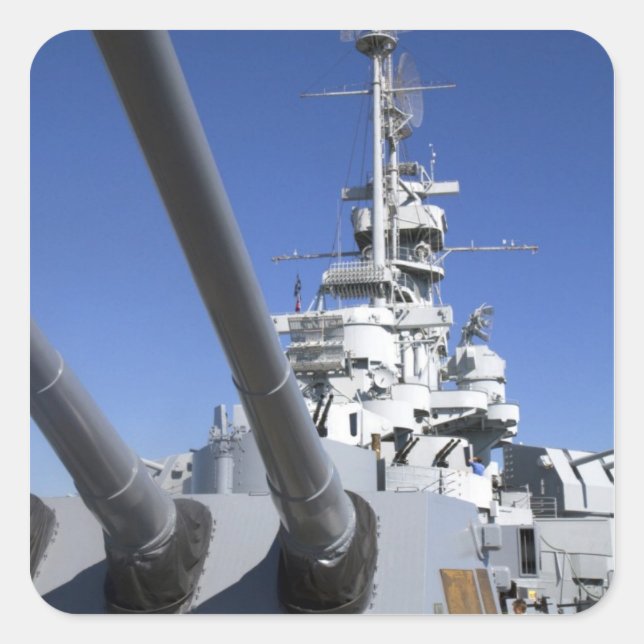 Sticker Carré USS Alabama Battleship au Battleship Memorial (Devant)