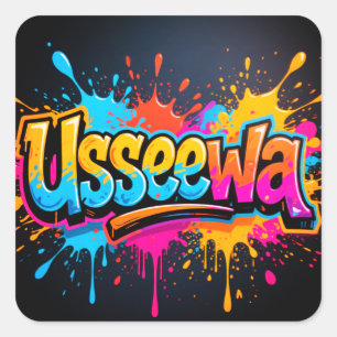 Sticker Carré Usseewa – Concept d'énergie sonore surréaliste