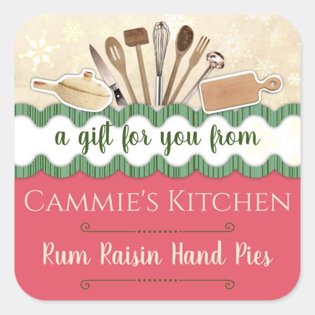 Sticker Carré ustensiles de Noël personnalisés maison par (Devant)