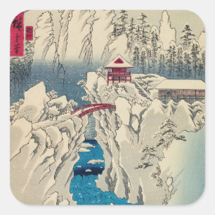 Sticker Carré Utagawa Hiroshige - Neige sur le mont Haruna
