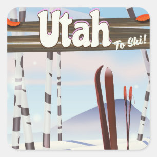 Sticker Carré Utah pour skier !