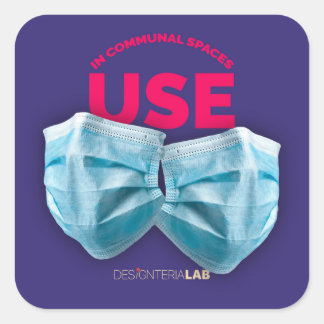 Sticker Carré Utiliser des masques dans les espaces communs