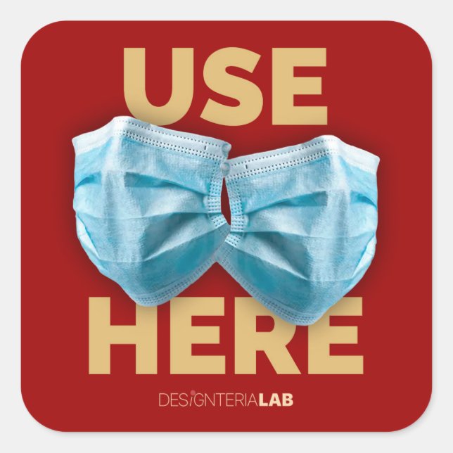 Sticker Carré Utiliser les masques ici (foncé) (Devant)