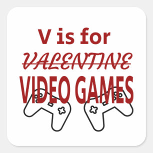 Sticker Carré V est pour Video Game valentine