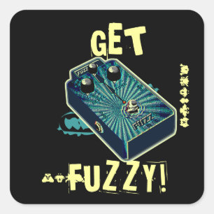Sticker Carré Va te faire foutre ! Pédale de guitare de Fuzz