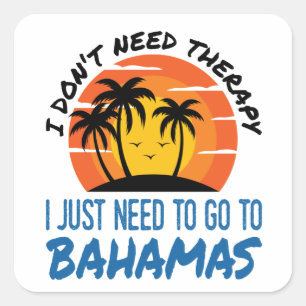 Sticker Carré Vacances aux Bahamas Séjour sur la plage tropicale
