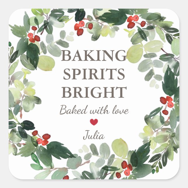 Sticker Carré Vacances de Noël Baking Spirits brillant avec amou (Devant)