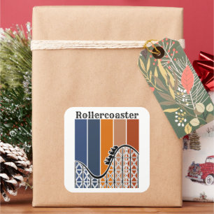 Sticker Carré Vacances d'été à cheval Rollercoaster Retro