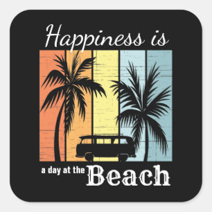 Sticker Carré Vacances d'été Le bonheur est une journée à la pla
