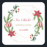 Sticker Carré Vacances d'hiver Pine Cônes Christmas Balls Mariag<br><div class="desc">Design élégant et unique avec de magnifiques branches de pin aquarelle,  des baies,  des boules de Noël,  l'arrangement des mains d'or comme des vacances d'hiver couronne sur un arrière - plan blanc. Utilisez l'outil Personnaliser pour ajouter vos informations. Pour plus d'idées,  visitez ma collection Gold Hands Holidays.</div>