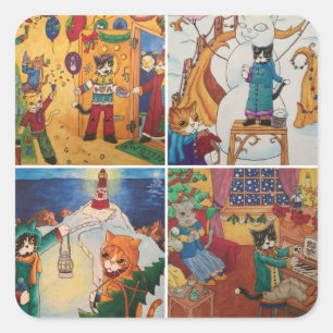 Sticker Carré Vacances d'hiver Ribbon