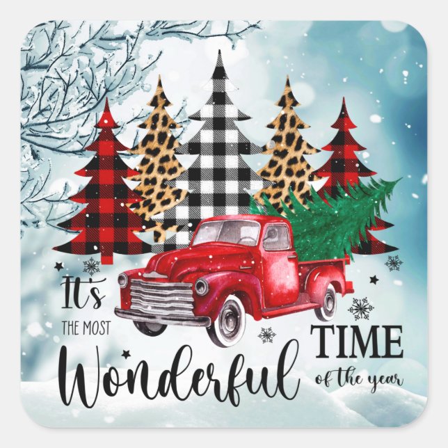 Sticker Carré Vacances Merveilleux temps de l'année Camion Vinta (Devant)