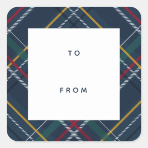 Sticker Carré Vacances plaid marine bleu à et du cadeau