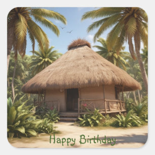 Sticker Carré Vacances tropicales Anniversaire