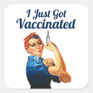 Sticker Carré Vaccin Rosie the Riveter Covid-19 Vacciné