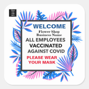 Sticker Carré Vaccination de tous les employés Accueil commerci