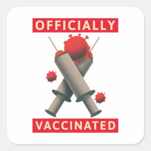 Sticker Carré Vacciné officiellement - Vacciné