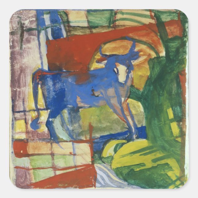 Sticker Carré Vache bleue, 1914 (température sur papier) (Devant)