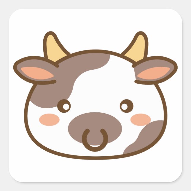 Sticker Carré Vache Cute Kawaii (Devant)