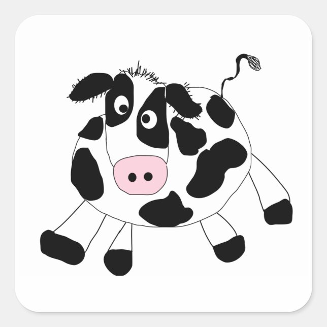 Sticker Carré Vache de ferme (Devant)