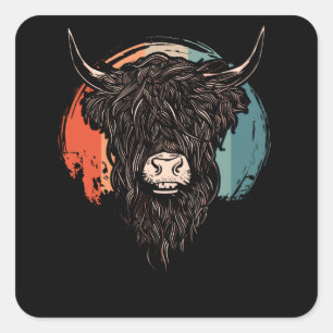 Sticker Carré Vache écossaise des Highlands