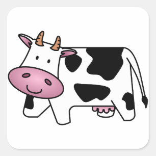 Sticker Carré Vache heureuse