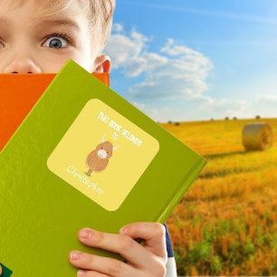 Sticker Carré Vache Highland personnalisée Ce livre appartient à