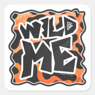 Sticker Carré Vache Noir et Orange Wild Me