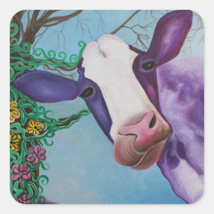 Sticker Carré Vache pourpre