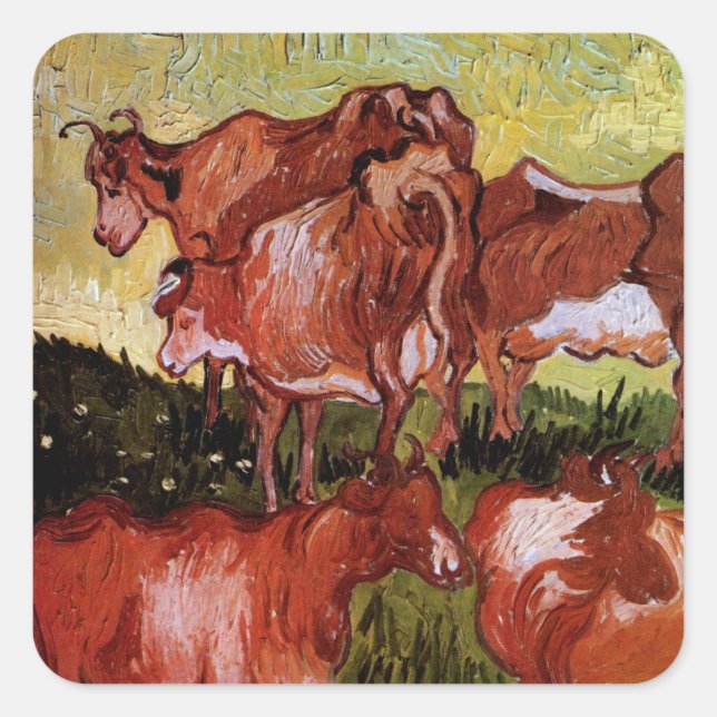 Sticker Carré Vaches (après Jordaens) par Vincent van Gogh (Devant)