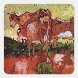 Sticker Carré Vaches (d'après Jordaens) par Vincent van Gogh