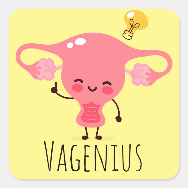 Sticker Carré Vagenius / Puns Uterus / Plaisanteries Uterus (Devant)