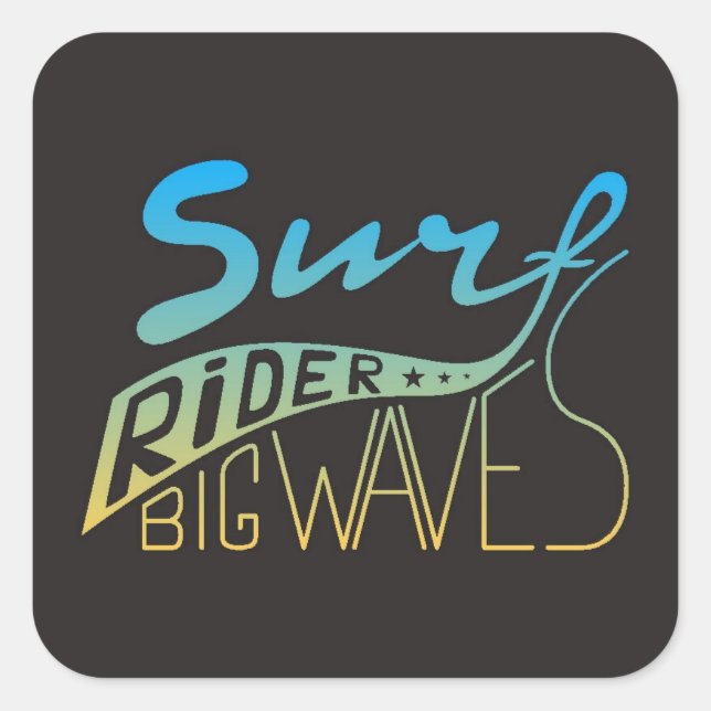 Sticker Carré Vagues de cavalier de surf grandes (Devant)