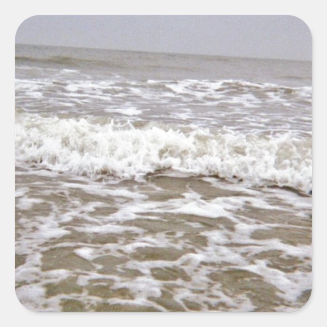 Sticker Carré Vagues en colère qui remontent la côte (Devant)