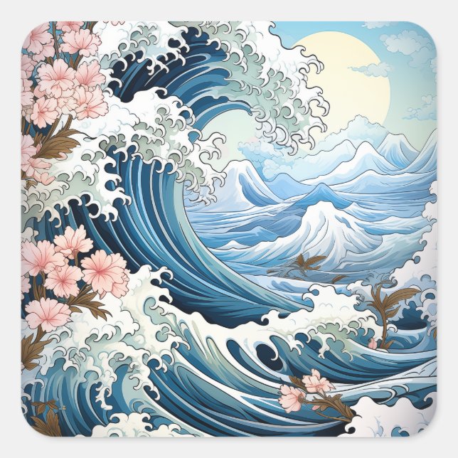 Sticker Carré vagues océaniques (Devant)