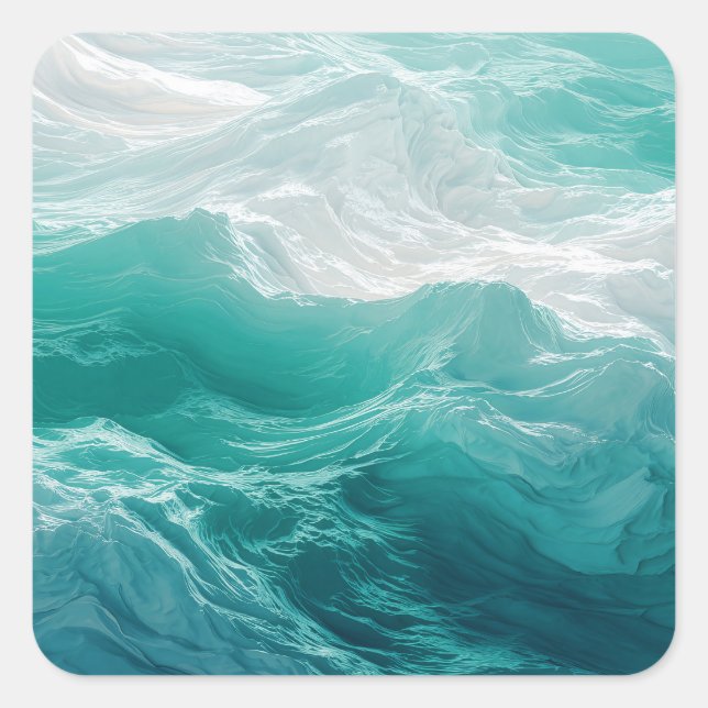 Sticker Carré Vagues océaniques turquoise abstraites de rêve  (Devant)