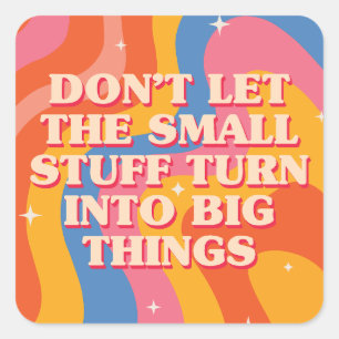 Sticker Carré Vagues rétro groovy avec mantra de pleine conscien