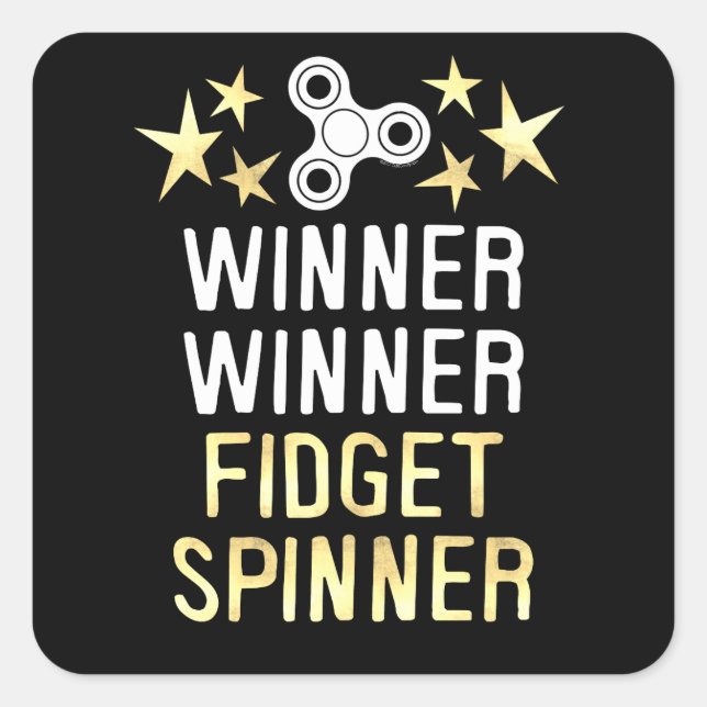 Sticker Carré Vainqueur du Fidget Spinner (Devant)