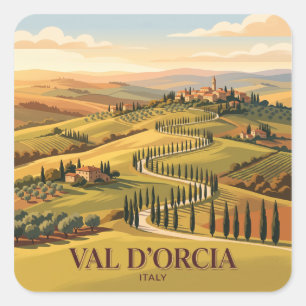 Sticker Carré Val d'Orcia Pienza Italie