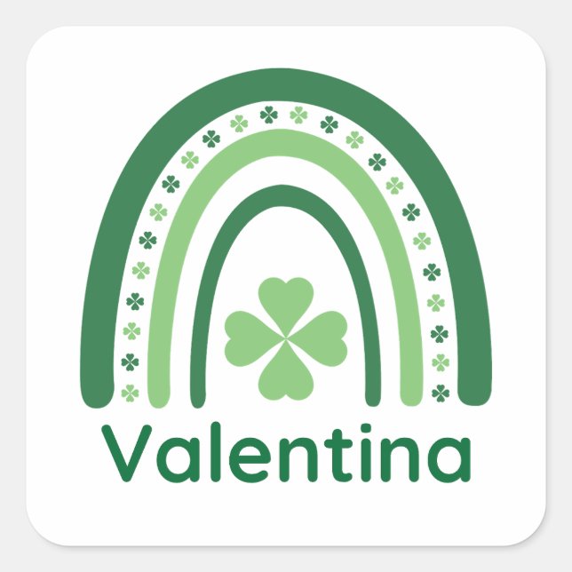 Sticker Carré Valentina Nom Clover Boho Rainbow (Devant)