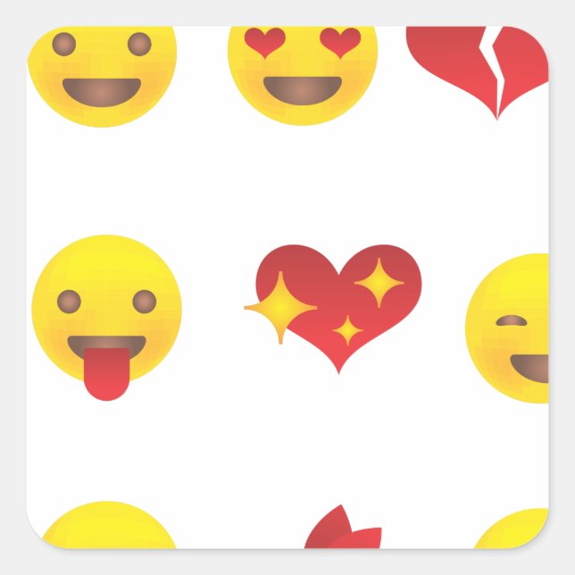 Sticker Carré Valentine Emojis (Devant)