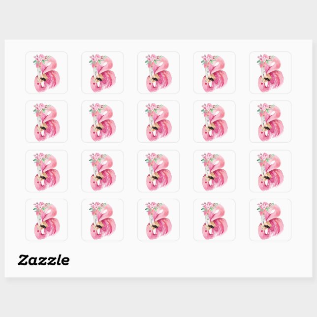 Sticker Carré VALENTINE FLAMANT ROSE rose (Feuille)