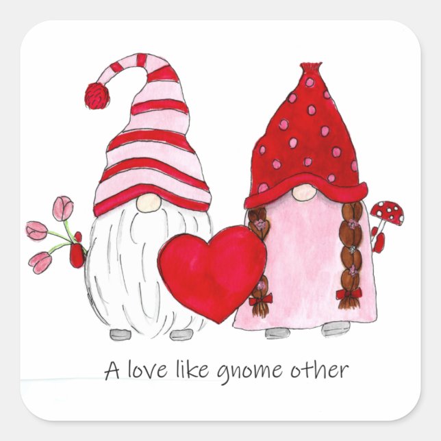 Sticker Carré Valentine Gnomes Un amour comme gnome autre (Devant)
