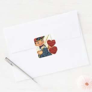 Sticker Carré Valentine souhaite vintage garçon