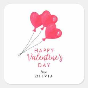 Sticker Carré Valentines Day Coeur rose Ballons