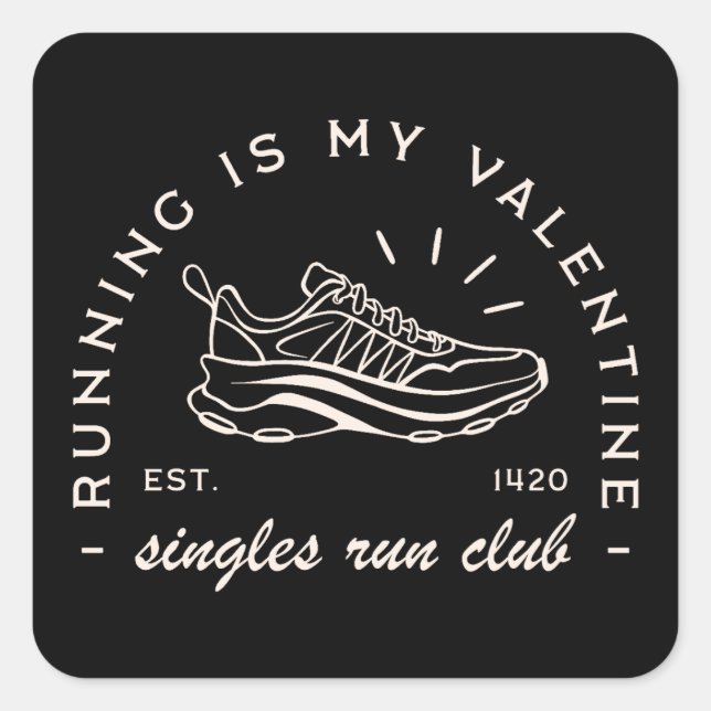 Sticker Carré Valentine's Day runner amusant citations simples (Devant)