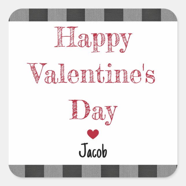 Sticker Carré Valentine's Day School Treat Bag Favor (Devant)