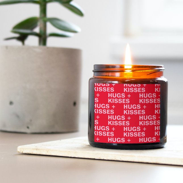 Sticker Carré Valentines Fancy Red & Rose Hugs & Kisses (Créateur téléchargé)